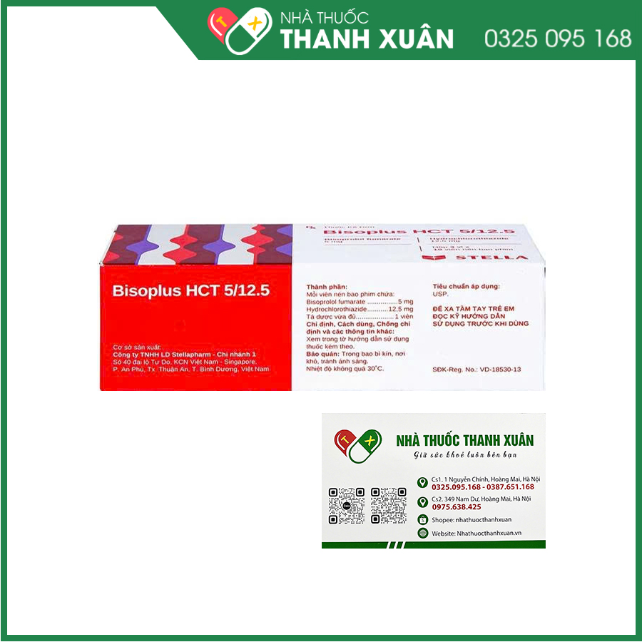 Bisoplus HCT 5mg/12.5mg thuốc điều trị tăng huyết áp, suy tim